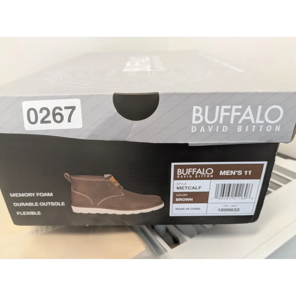 NEW Buffalo Metcalf Chukka Boots Men's 11 Brown Memory Foam Faux‎ Leather
